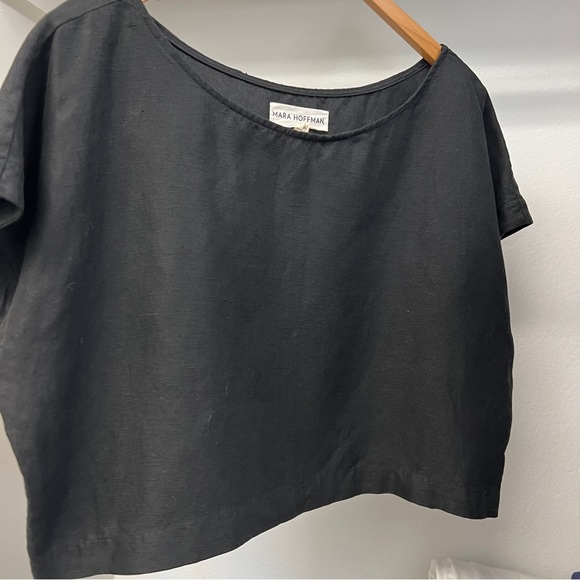 MARA HOFFMAN black cropped linen top M - Picture 5 of 8